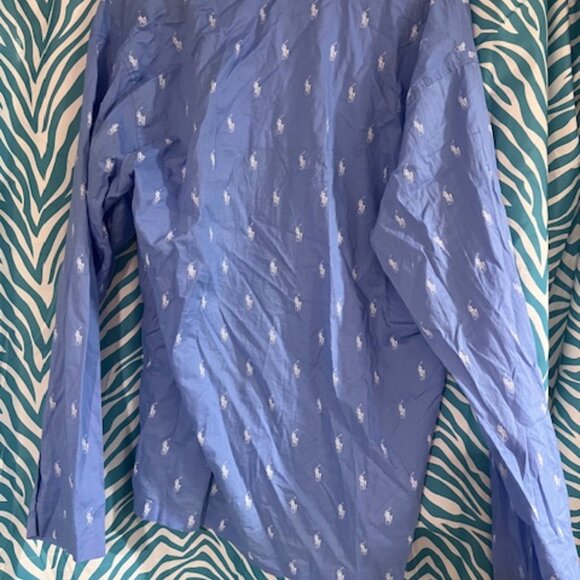 Polo baby blue printed Pajama top SZ large for Mens - Picture 2 of 3